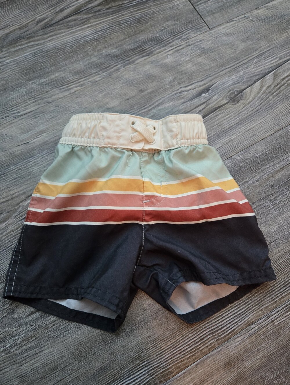 18M Boys Cat & Jack Kids Multicolor Striped Swim Shorts - Blue/Black